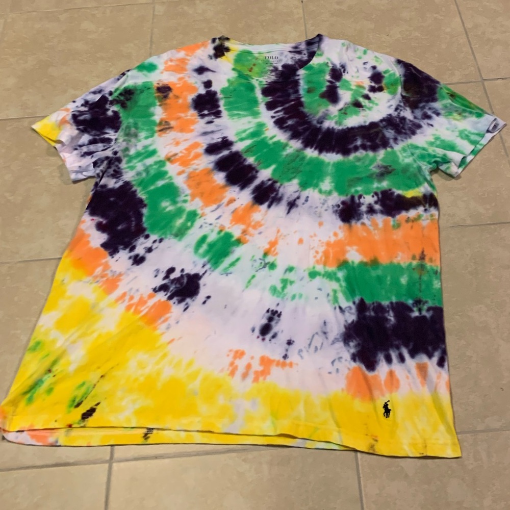 Custom made “Mardi Gras” polo tie dye shirt - Picture 1 of 4